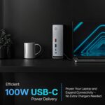 VisionTek VT7100 11in1 Docking Station Triple Monitor 4k – x2 HDMI, x1 DisplayPort, 100W PD Port, x4 3.1 USB-A, x2 USB-C, Audio Jack, & Ethernet – Compatible with Laptops and PC