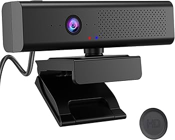 Full 1080P HD 3-in-1 Webcam: Camera and Speaker for Desktop Computer with Built-in 4 Microphones, External USB Web Cam with Magnetic Privacy Cover and Mute for Laptop, Streaming, Conference
