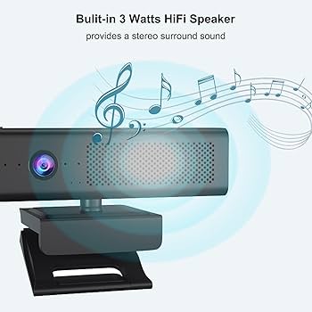 Full 1080P HD 3-in-1 Webcam: Camera and Speaker for Desktop Computer with Built-in 4 Microphones, External USB Web Cam with Magnetic Privacy Cover and Mute for Laptop, Streaming, Conference