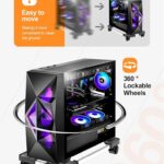 Computer Tower Stand, Adjustable Mobile CPU Stand with Rolling Caster Wheels, Premium PC Tower Stand Holder for Floor Carpet Gaming PC Case