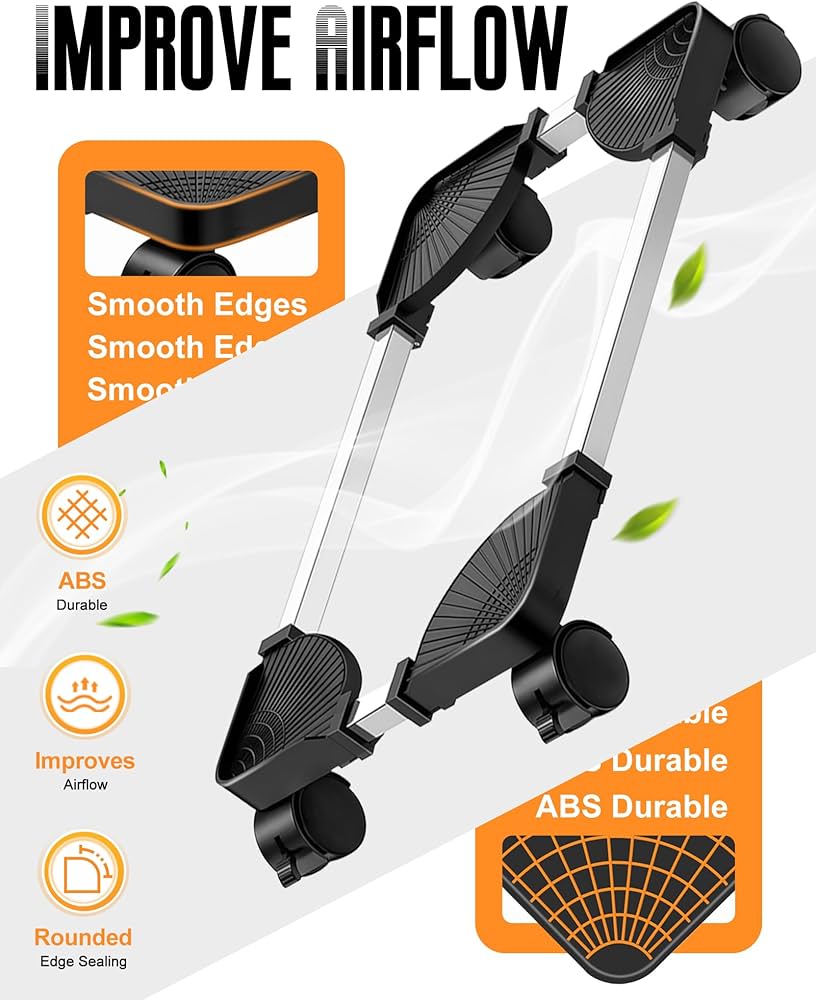 Computer Tower Stand, Adjustable Mobile CPU Stand with Rolling Caster Wheels, Premium PC Tower Stand Holder for Floor Carpet Gaming PC Case