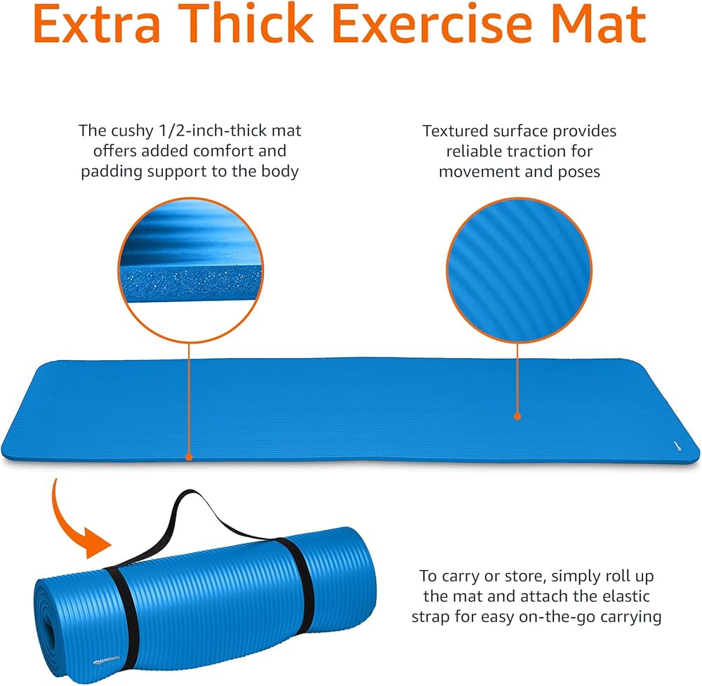 Amazon Basics Extra Thick Exercise Yoga Mat with Carrying Strap