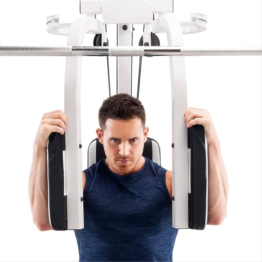 Marcy Smith Cage Workout Machine Full Body StrengthTraining Home Gym Equipment System with Leg Developer, Press Bar, PEC Deck, and Squat Rack