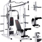 Marcy Smith Cage Workout Machine Full Body StrengthTraining Home Gym Equipment System with Leg Developer, Press Bar, PEC Deck, and Squat Rack