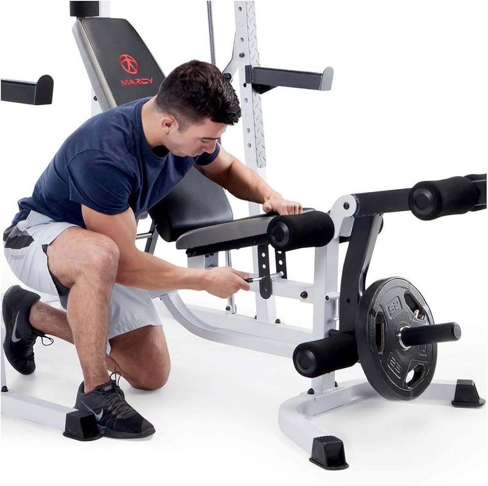 Marcy Smith Cage Workout Machine Full Body StrengthTraining Home Gym Equipment System with Leg Developer, Press Bar, PEC Deck, and Squat Rack