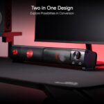 Redragon GS550 PC Gaming Speakers, 2.0 Channel Desktop Computer Sound Bar with Compact Maneuverable Size, Headphone Jack, Quality Bass & Decent Red Backlit, USB Powered w/ 3.5mm Cable