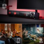 Redragon GS550 PC Gaming Speakers, 2.0 Channel Desktop Computer Sound Bar with Compact Maneuverable Size, Headphone Jack, Quality Bass & Decent Red Backlit, USB Powered w/ 3.5mm Cable