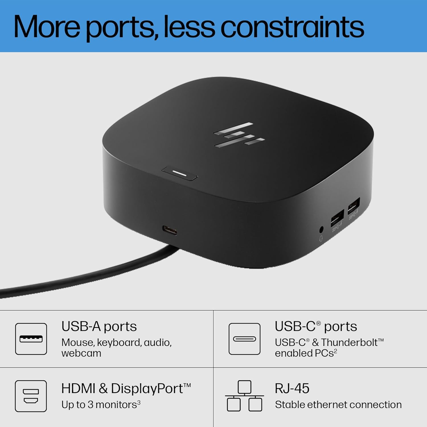HP USB-C Dock G5-11-in-1 Adapter for Both USB-C and Thunderbolt-Enabled Laptops, PCs, & Notebooks – for Charging, Networking, or Data Transfers – Great for Secure & Remote Management,Black
