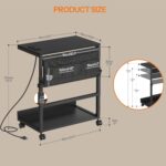 HOOBRO PC Stand with Charging Station, Height Adjustable Computer Tower Stand, 21.7″ L x 13.8″ W Mobile PC Tower Stand with Locking Casters & Storage Pockets, CPU Holder Stand Under Desk, for Home Office, Bedroom BB72UCJ01