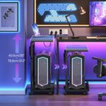 HOOBRO PC Stand with Charging Station, Height Adjustable Computer Tower Stand, 21.7″ L x 13.8″ W Mobile PC Tower Stand with Locking Casters & Storage Pockets, CPU Holder Stand Under Desk, for Home Office, Bedroom BB72UCJ01