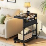 HOOBRO PC Stand with Charging Station, Height Adjustable Computer Tower Stand, 21.7″ L x 13.8″ W Mobile PC Tower Stand with Locking Casters & Storage Pockets, CPU Holder Stand Under Desk, for Home Office, Bedroom BB72UCJ01