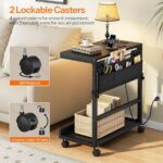 HOOBRO PC Stand with Charging Station, Height Adjustable Computer Tower Stand, 21.7″ L x 13.8″ W Mobile PC Tower Stand with Locking Casters & Storage Pockets, CPU Holder Stand Under Desk, for Home Office, Bedroom BB72UCJ01