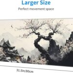 Japanese Mouse Pad, Large Japanese Desk Mat, XL Anime Gaming Keyboard Mat, Non-Slip Rubber Base, Big Extended Desk Protector for Home Office, 31.5”x11.8”