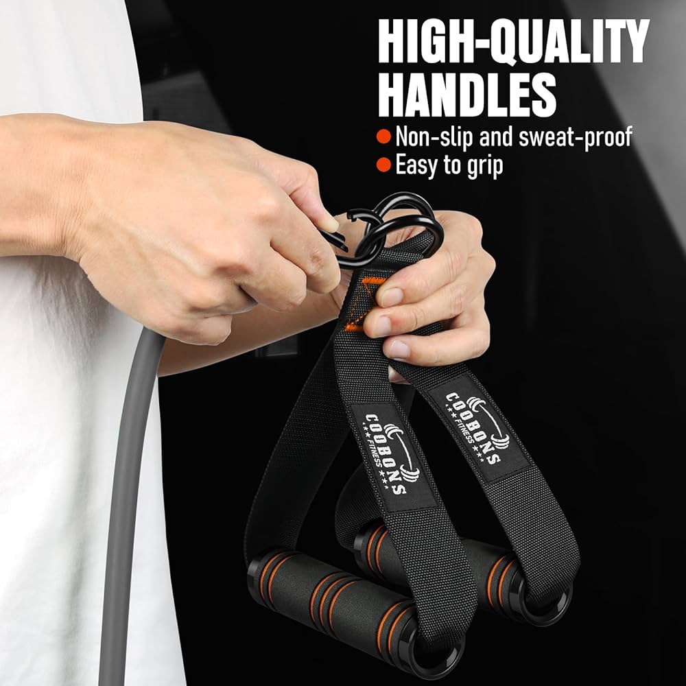 Resistance Bands with Handles, 175lb Exercise Bands for Working Out, Fitness Bands, Workout Bands with Door Anchor and Ankle Straps, Physical Therapy, Yoga, Strength Training Home Gym Equipment