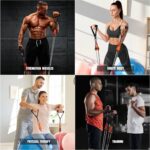 Resistance Bands with Handles, 175lb Exercise Bands for Working Out, Fitness Bands, Workout Bands with Door Anchor and Ankle Straps, Physical Therapy, Yoga, Strength Training Home Gym Equipment