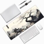 Japanese Mouse Pad, Large Japanese Desk Mat, XL Anime Gaming Keyboard Mat, Non-Slip Rubber Base, Big Extended Desk Protector for Home Office, 31.5”x11.8”