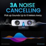 ROCWARE RC08 2K Webcam with Speaker, Webcam for PC, HD Web Cam with Noise Reduction Mic/Harman Speaker/4X Eptz/Privacy Cover/0.2S Auto-Focus/Low Illumination, Computer Camera for Zoom/Teams/Meeting