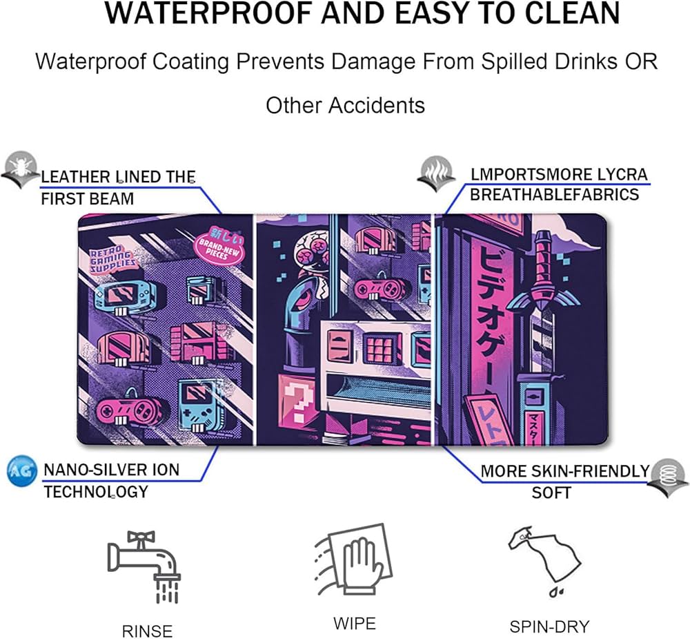 Japanese Comic Large Gaming Mouse Pad with Stitched Edges, Durable Non-Slip Natural Rubber Base, (31.5X15.7 Inch) Waterproof Laptop Pad Mat for Esports Pros/Gamer/Desktop/Office/Home