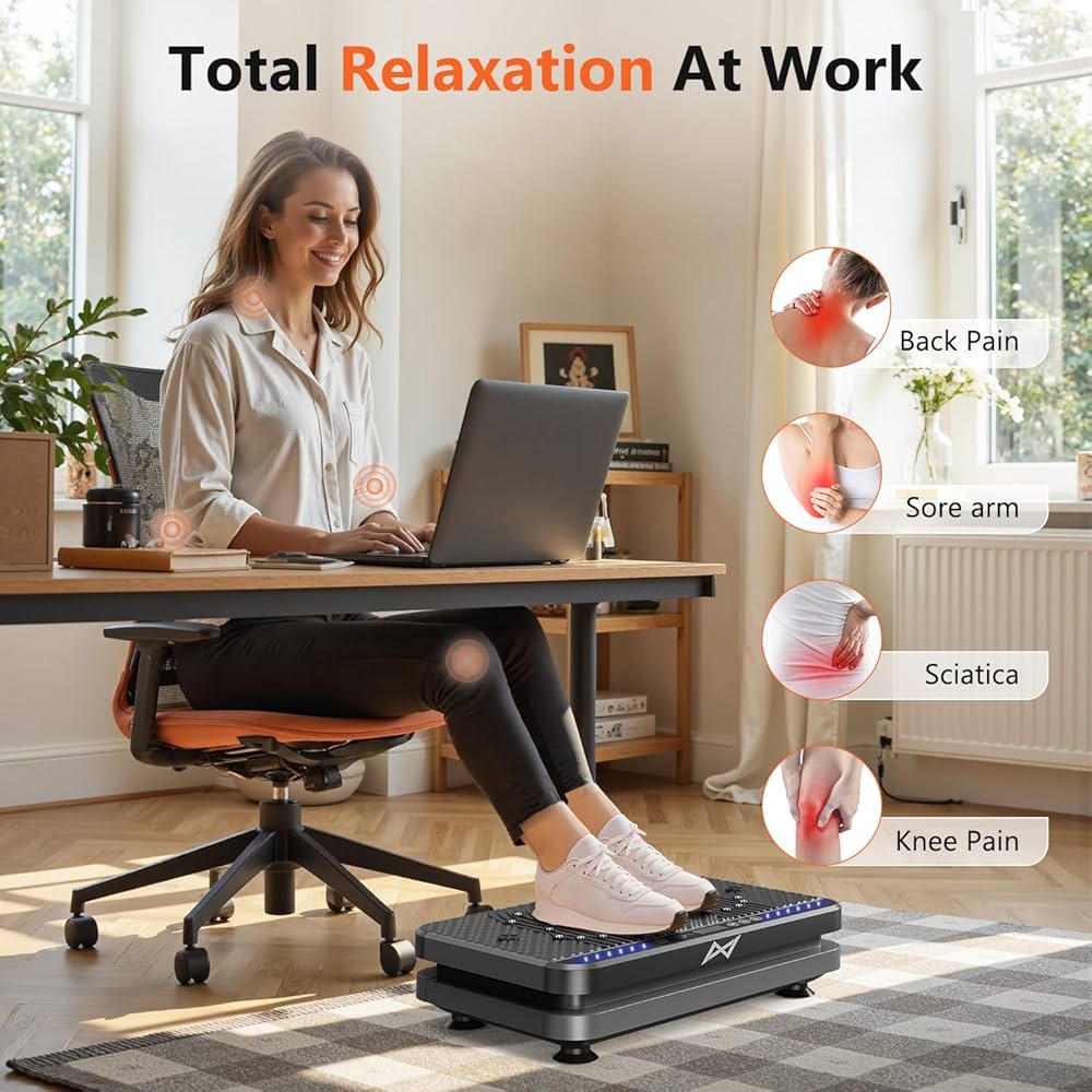 AXV Vibration Plate Fitness Platform Exercise Machine Vibrating Shaking Full Body Shaker Workout Vibrate Stand Shake Board Sport Gym for Weight Loss Fat Burner for Women Men