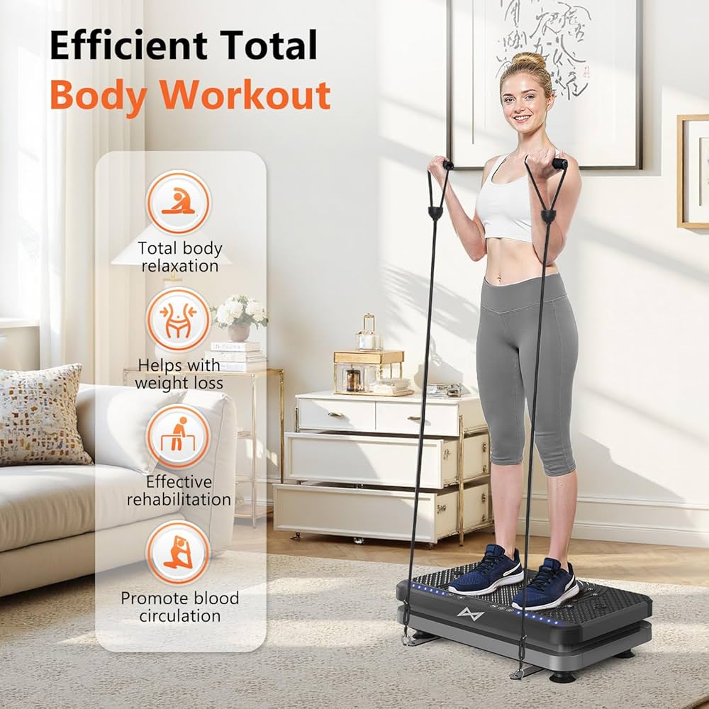 AXV Vibration Plate Fitness Platform Exercise Machine Vibrating Shaking Full Body Shaker Workout Vibrate Stand Shake Board Sport Gym for Weight Loss Fat Burner for Women Men