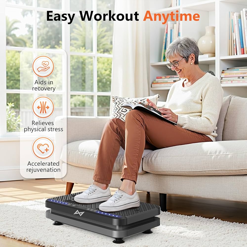 AXV Vibration Plate Fitness Platform Exercise Machine Vibrating Shaking Full Body Shaker Workout Vibrate Stand Shake Board Sport Gym for Weight Loss Fat Burner for Women Men