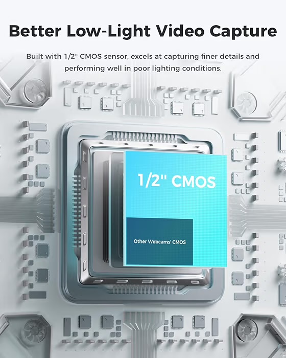 OBSBOT Meet 2-4K Webcam for PC with 1/2″ Sensor, AI Framing & Autofocus, Beauty Mode, Lightweight, Gesture Control, HDR, Dual Microphone, 60 FPS, Web Cam for Streaming, Meeting, Gaming. (Space Grey)