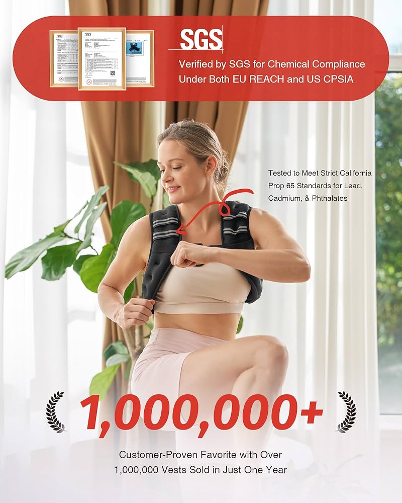 ZELUS Weighted Vest, 6lb/8lb/12lb/16lb/20lb/25lb/30lb Weight Vest with Reflective Stripe for Workout, Strength Training, Running, Fitness, Muscle Building, Weight Loss, Weightlifting