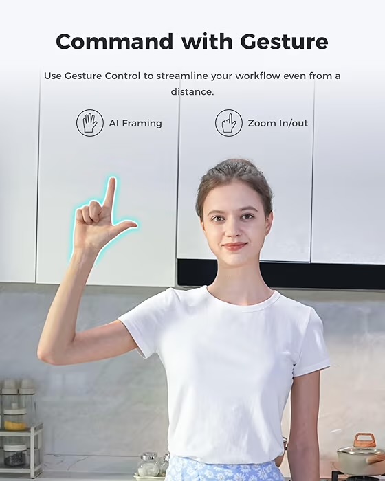 OBSBOT Meet 2-4K Webcam for PC with 1/2″ Sensor, AI Framing & Autofocus, Beauty Mode, Lightweight, Gesture Control, HDR, Dual Microphone, 60 FPS, Web Cam for Streaming, Meeting, Gaming. (Space Grey)