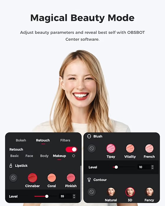 OBSBOT Meet 2-4K Webcam for PC with 1/2″ Sensor, AI Framing & Autofocus, Beauty Mode, Lightweight, Gesture Control, HDR, Dual Microphone, 60 FPS, Web Cam for Streaming, Meeting, Gaming. (Space Grey)