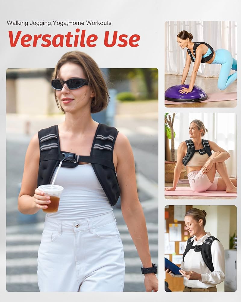 ZELUS Weighted Vest, 6lb/8lb/12lb/16lb/20lb/25lb/30lb Weight Vest with Reflective Stripe for Workout, Strength Training, Running, Fitness, Muscle Building, Weight Loss, Weightlifting