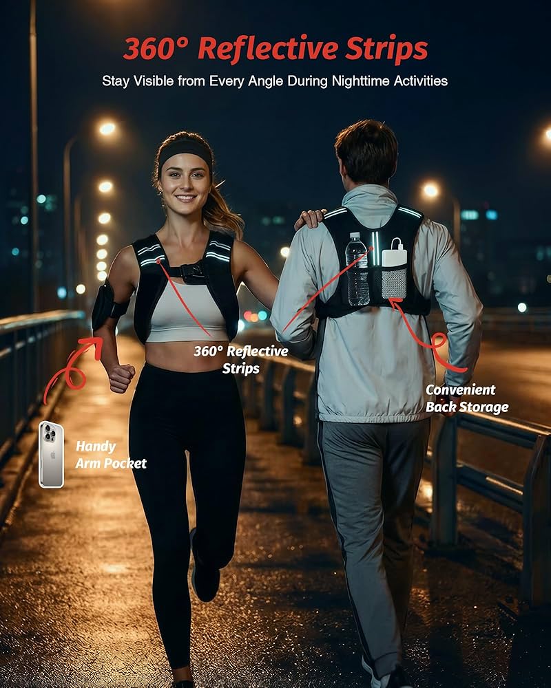 ZELUS Weighted Vest, 6lb/8lb/12lb/16lb/20lb/25lb/30lb Weight Vest with Reflective Stripe for Workout, Strength Training, Running, Fitness, Muscle Building, Weight Loss, Weightlifting