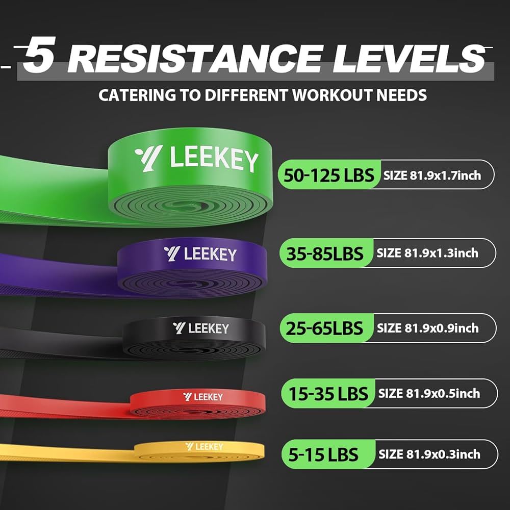 LEEKEY Resistance Bands, Exercise Bands with Bag,Rubber Pull Up Assist Bands – Bands for Working Out,Band for Men and Women Fitness Training,Home Workouts