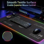 Large Gaming Mouse Pad with Magnetic Wireless Charger 15W Fast Charging, RGB Light LED Mousepad Desk Mat, Smooth Surface, Anti-Slip Rubber Base, Keyboard Pad for Gaming, MacBook, PC, Laptop – Black