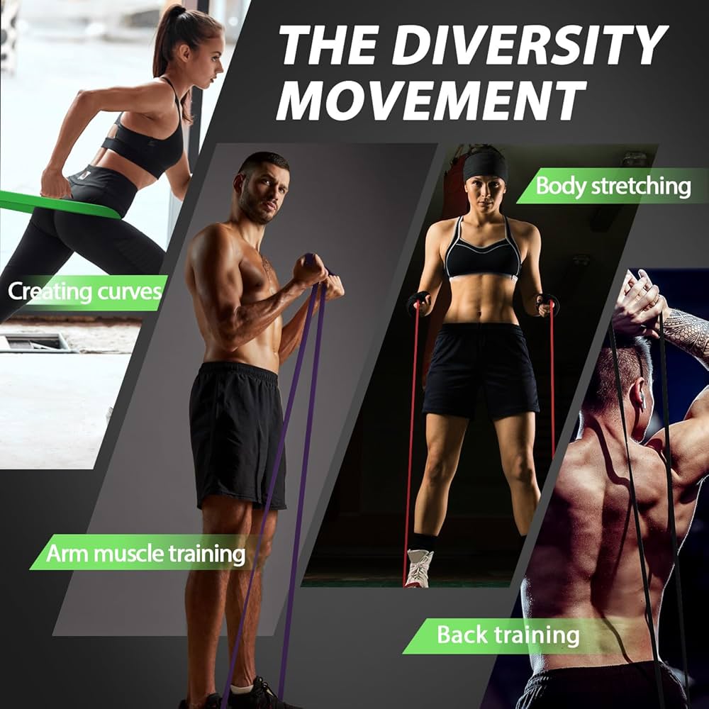 LEEKEY Resistance Bands, Exercise Bands with Bag,Rubber Pull Up Assist Bands – Bands for Working Out,Band for Men and Women Fitness Training,Home Workouts