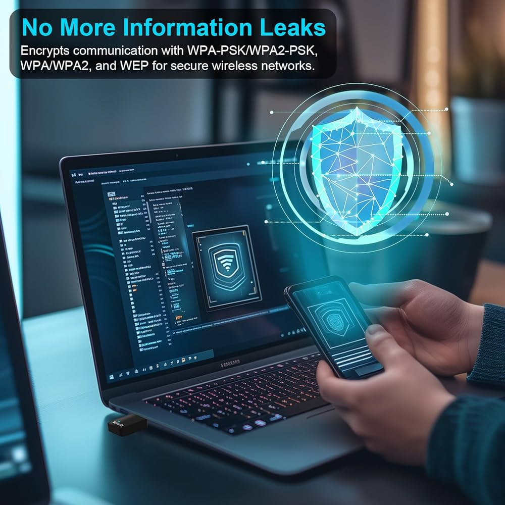 Tenda WiFi Adapter for Desktop PC, AX900 USB WiFi Adapter with Dual Band 600Mbps 5GHz/ 286Mbps 2.4GHz, Built-in Driver for Windows 11/10/7, USB WiFi Dongle(U11) (U11|WiFi 6|AX900)