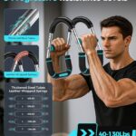 Twister Arm Trainer Chest Workout Equipment for Men & Women, Adjustable 5 Resistance (40-130 lbs) Home Gym Strength Trainer with Anti-Slip Handles & Carry Bag (Light Blue)