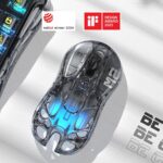 GravaStar Mercury M2 Wireless Gaming Mouse with 26,000 DPI, PAW3395DM Sensor -79g Lightweight Hollowed-Out Design -5 Programmable Buttons -5 Dynamic Lightsync RGB – Transparent Black