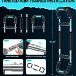 Twister Arm Trainer Chest Workout Equipment for Men & Women, Adjustable 5 Resistance (40-130 lbs) Home Gym Strength Trainer with Anti-Slip Handles & Carry Bag (Light Blue)