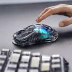 GravaStar Mercury M2 Wireless Gaming Mouse with 26,000 DPI, PAW3395DM Sensor -79g Lightweight Hollowed-Out Design -5 Programmable Buttons -5 Dynamic Lightsync RGB – Transparent Black
