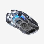 GravaStar Mercury M2 Wireless Gaming Mouse with 26,000 DPI, PAW3395DM Sensor -79g Lightweight Hollowed-Out Design -5 Programmable Buttons -5 Dynamic Lightsync RGB – Transparent Black