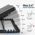 Kootek Laptop Cooling Pad, Laptop Cooler with 5 Quiet Fans for 12″-17″ Computer PC Notebook Gaming Laptop Fan, Height Adjustable Laptop Cooling Stand Laptop Accessories, Blue