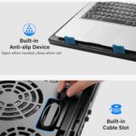 Kootek Laptop Cooling Pad, Laptop Cooler with 5 Quiet Fans for 12″-17″ Computer PC Notebook Gaming Laptop Fan, Height Adjustable Laptop Cooling Stand Laptop Accessories, Blue