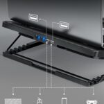 Kootek Laptop Cooling Pad, Laptop Cooler with 5 Quiet Fans for 12″-17″ Computer PC Notebook Gaming Laptop Fan, Height Adjustable Laptop Cooling Stand Laptop Accessories, Blue