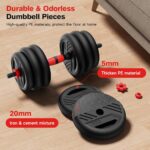 Adjustable Dumbbell Set, 20/30/45/70/90lbs Free Weight Set With Double Locknut, 5-in-1 Dumbbells Set Includes Barbell, Kettlebells, Push up Stand, Weight Plate, Fitness Exercise for Home Gym Suitable Men/Women