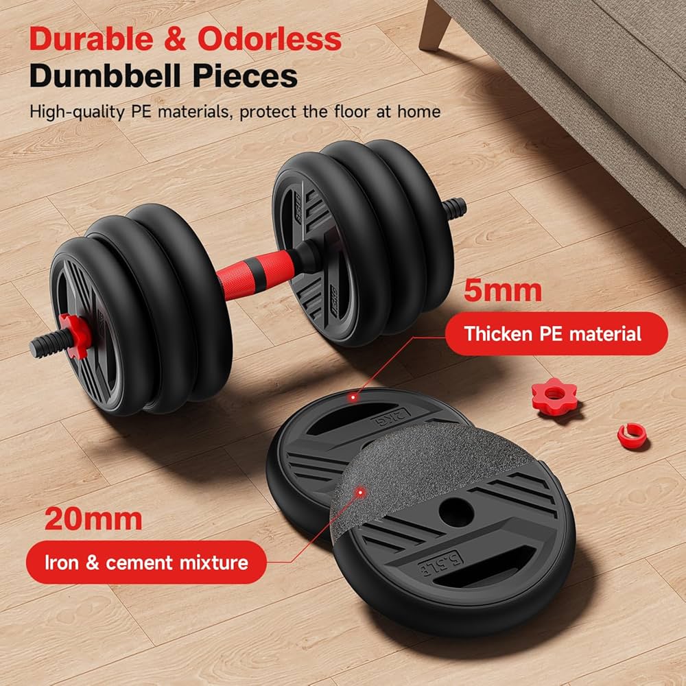 Adjustable Dumbbell Set, 20/30/45/70/90lbs Free Weight Set With Double Locknut, 5-in-1 Dumbbells Set Includes Barbell, Kettlebells, Push up Stand, Weight Plate, Fitness Exercise for Home Gym Suitable Men/Women