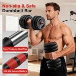 Adjustable Dumbbell Set, 20/30/45/70/90lbs Free Weight Set With Double Locknut, 5-in-1 Dumbbells Set Includes Barbell, Kettlebells, Push up Stand, Weight Plate, Fitness Exercise for Home Gym Suitable Men/Women