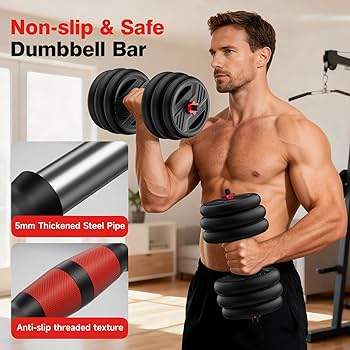 Adjustable Dumbbell Set, 20/30/45/70/90lbs Free Weight Set With Double Locknut, 5-in-1 Dumbbells Set Includes Barbell, Kettlebells, Push up Stand, Weight Plate, Fitness Exercise for Home Gym Suitable Men/Women
