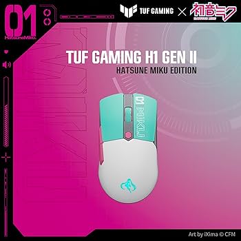 ASUS TUF Gaming Hatsune Miku Edition Mini Wireless Mouse – Right-Handed, 65g Lightweight, Compact, Tri-Mode Connectivity, 12K DPI, up to 134Hr Battery, RGB Miku Logo, PC/Mac Support – Aqua