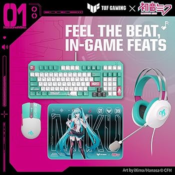 ASUS TUF Gaming Hatsune Miku Edition Mini Wireless Mouse – Right-Handed, 65g Lightweight, Compact, Tri-Mode Connectivity, 12K DPI, up to 134Hr Battery, RGB Miku Logo, PC/Mac Support – Aqua