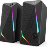 Redragon GS510 RGB Desktop Speakers, 2.0 Channel PC Computer Speaker with 4 Colorful LED Backlight Modes, Enhanced Bass and Easy-Access Volume Control, USB Powered w/ 3.5mm Cable